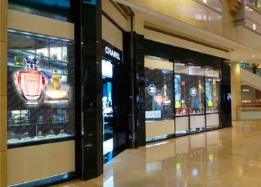 Esposizione di LED trasparente dell'interno di vetro P7.81 per il centro commerciale di vetro